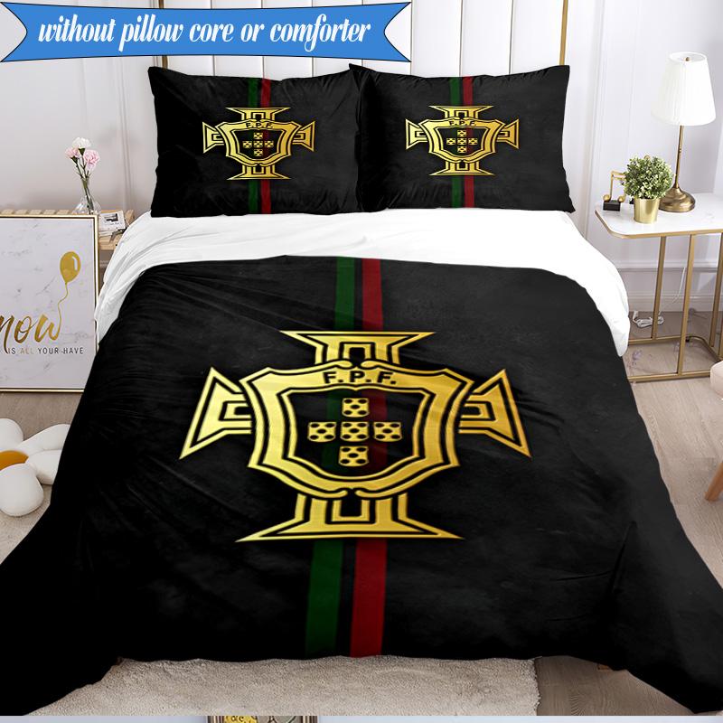 3PCS Portugal's National Emblem Bedding Set 2D Printing (Includes 1 Duvet Cover + 2 Pillowcases Coreless), Bedroom decor,Fan gift
