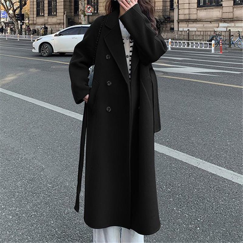 Tooxika New Autumn And Winter Commuter Solid Color Wool Coat For Women Mid-length Lace-up Wool Coat