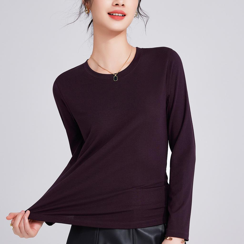 New Tencel, Soft Waxy Slim-fitting Bottoming Shirt with Long-sleeved Women's Spring and Summer Top