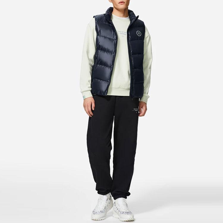 Li-Ning Wade Series Logo Print Stand Collar Sports Down Vest Men Vests Black AMRS069-1