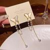 Korean Crystal Butterfly & Pearl Earrings - Elegant, High-End Fashion Accessory for Women