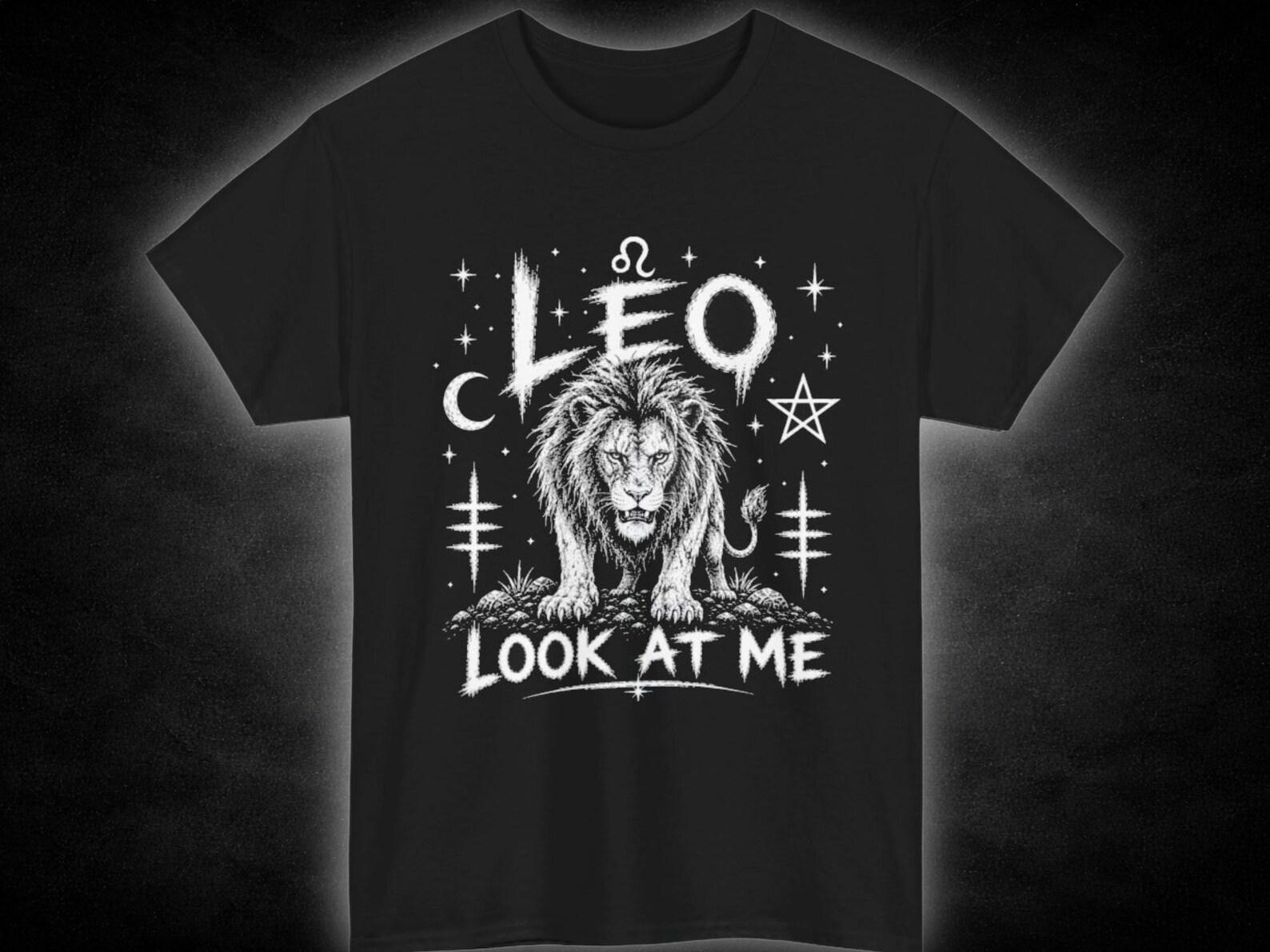 Leo Lion Illustration T-Shirt | Astrology Zodiac Tee, Look At Me Design M