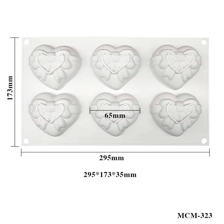 Peach Heart Valentine's Day Love Mousse Cake Mold Single Bow Love Silicone Mold