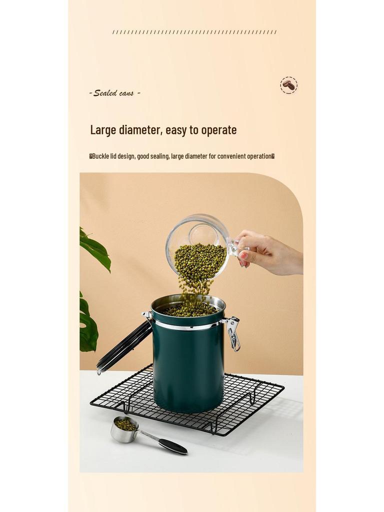 304 Stainless Steel Airtight Coffee Canister with Date Tracker and Exhaust Valve for Freshness
