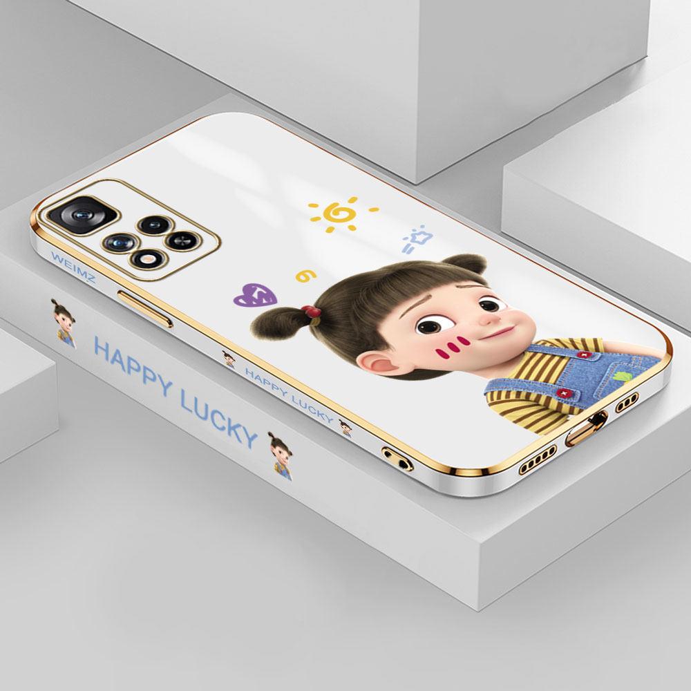 For Redmi Note 13 Pro 12 Pro 12S 11 Pro 11S 10S OPPO A38 A77s A96 Realme C33 C65 OnePlus Cute Cartoon Girl Pattern Full Lens Protect Casing