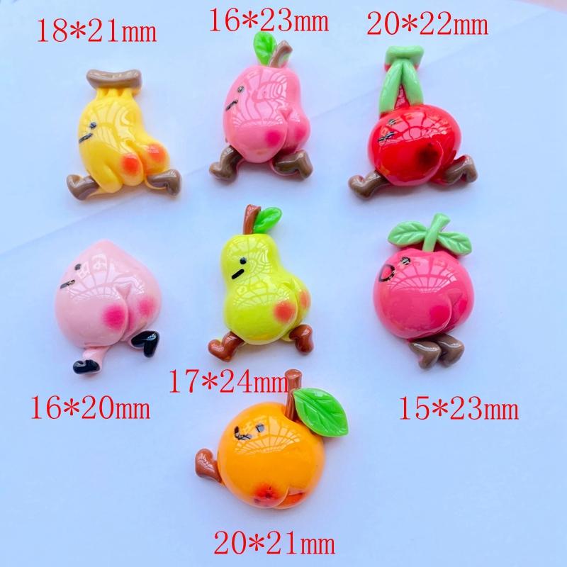 14Pcs New Cute Cartoon Fruit Series Flat Back Resin Art Supply Decoration Charm Craft Hair Bow Accessories J59