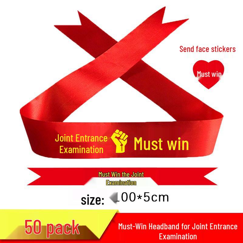 Custom 'Go for it' Headband & Wristband Set: Perfect for School Entrance Exams and Sports Meets - Red Ribbon Design