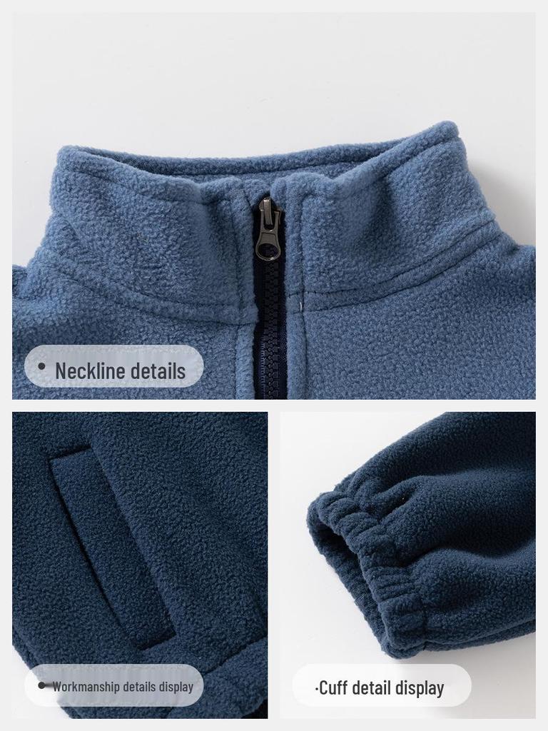 2025 Doppelseitige Fleecejacke für Jungen – Warmes, Colorblock-Freizeit-Herbstoberteil