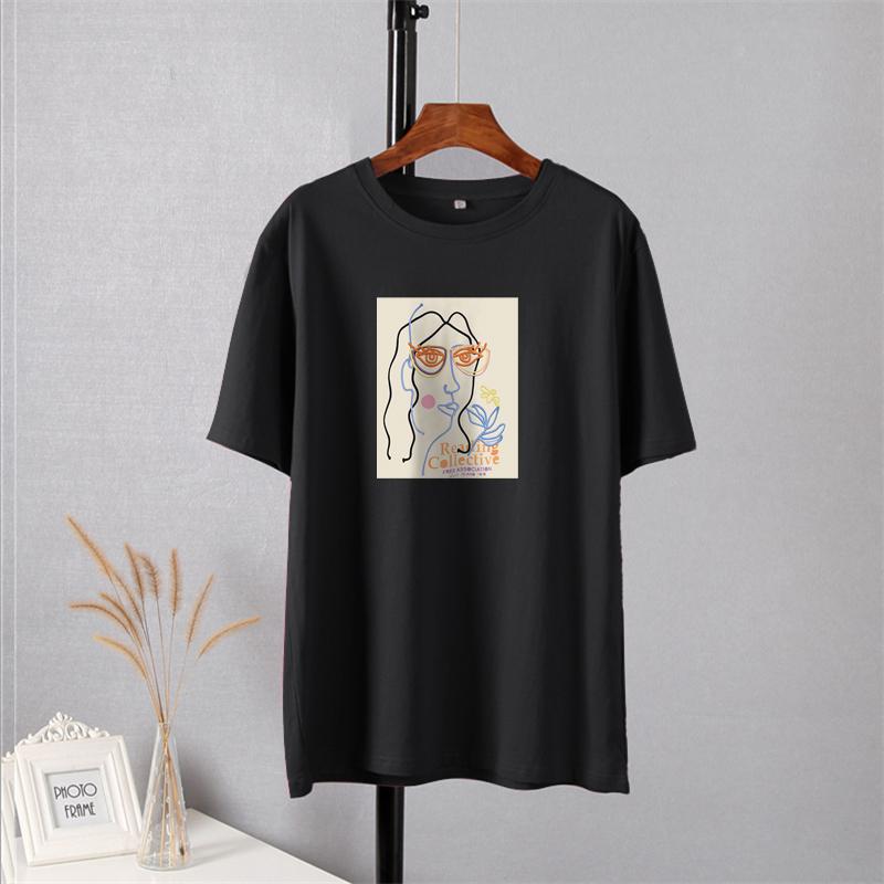 Shellsuning Summer New Aesthetic Printed Tshirts for Women 100% Cotton Vintage Short Sleeves Basic Tees Oversize Top Korean Casual Harajuku Tops