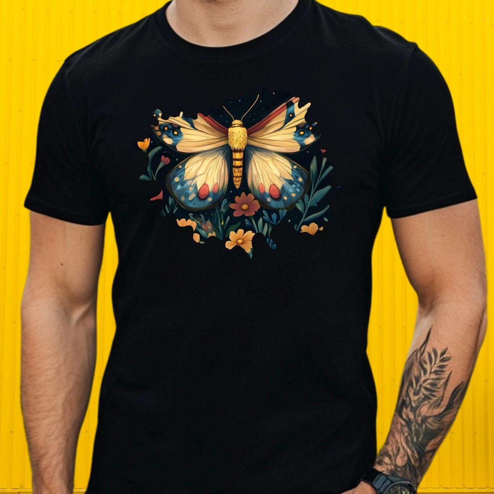 T-Shirt Herren Motte mit Blume Motiv Baumwolle Größe S bis 5XL XXXL