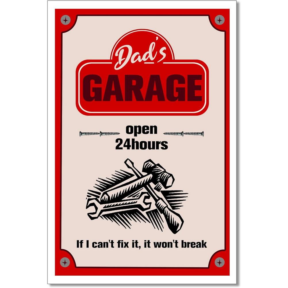 Dad's Garage Workshop Repair Shop 24 Hours Service Vintage Metal Tin Signs Retro Iron Picture Bar Cafe Garage Gym Pub Decor