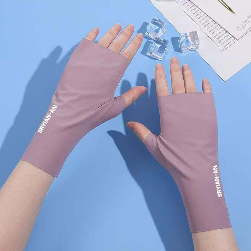 1Pair Fingerless Sunshade Gloves Summer Sunscreen Uv Protection Multicolor Gloves For Woman Breathable Driving Gloves Gifts