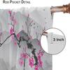 Asian Japanese Cherry Blossom Curtains Plum Ink Landscape River Pagoda Window Treatments Drapes Boys Girls Vintage Made Of Polyester