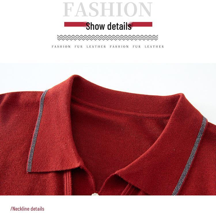 2026 Spring/Summer Women's Long-Sleeve Knit Top with Polo Collar for Elegant Commute