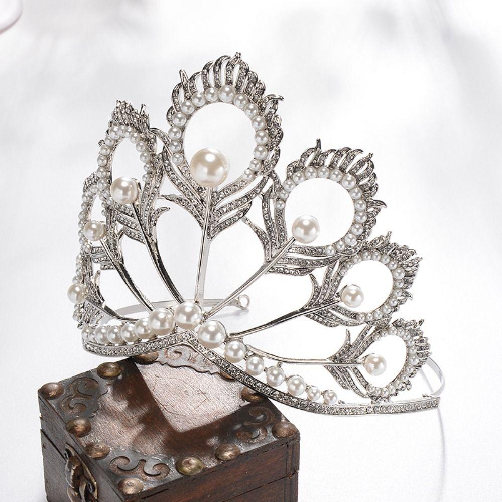 Rhinestone Crystal Pearl Headband Head Accessories Crown Jewelry Headpiece  Bridal Wedding