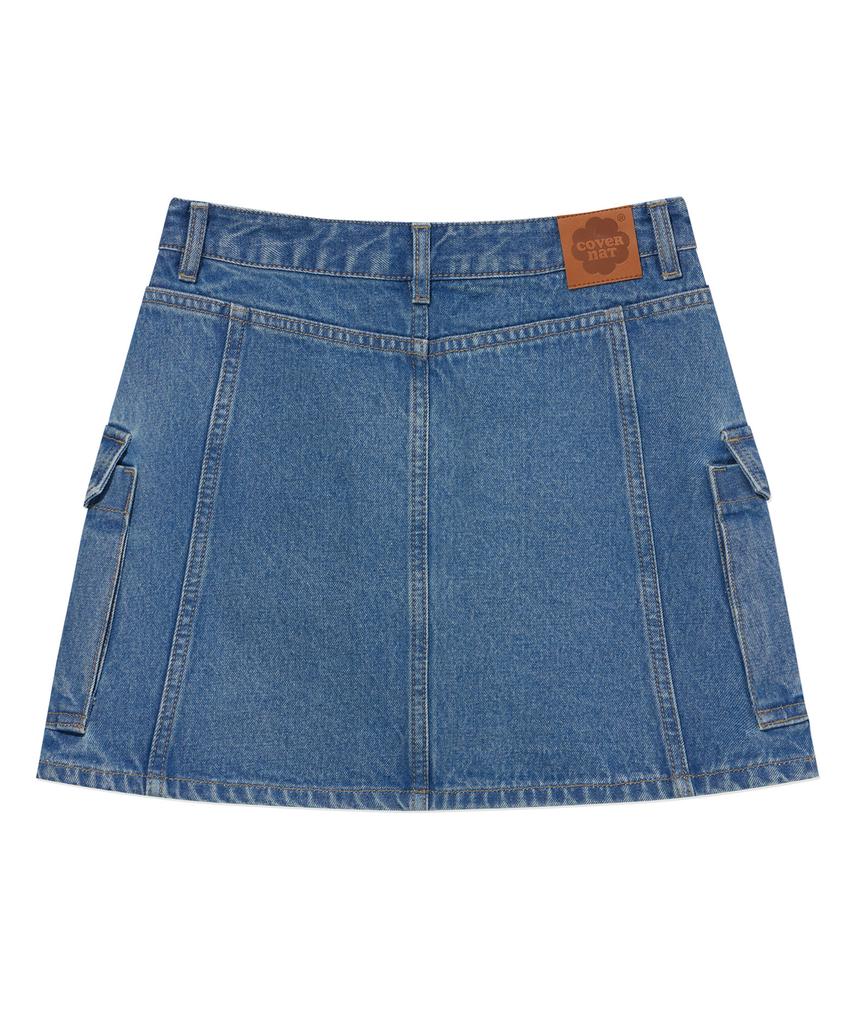 COVERNAT WOMAN Cargo Denim Mini Skirt Blue