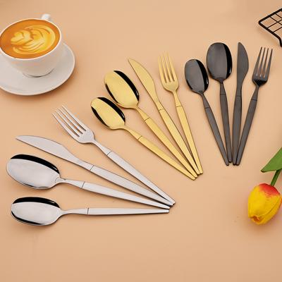 16Pcs Western Golden Cutlery Set Knife Fork Spoon Dinnerware Set Flatware Stainless Steel Silverware Party Kitchen Tableware