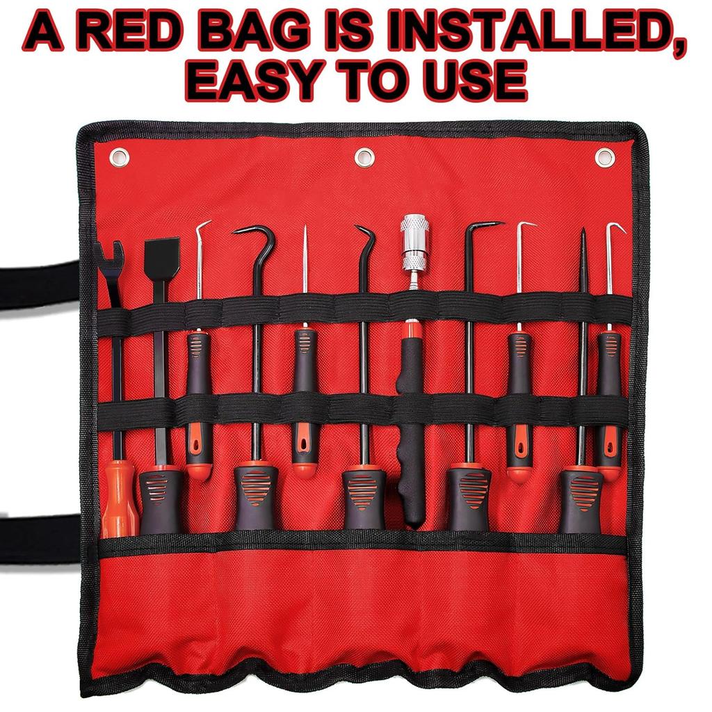 11Pcs Precision Picker And Hook Kit With Scraper And Magnetic Telescopic Toolbox