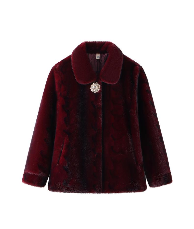 Petite Women's Thickened Faux Mink Fur Winter Coat for Middle-Aged and Elderly