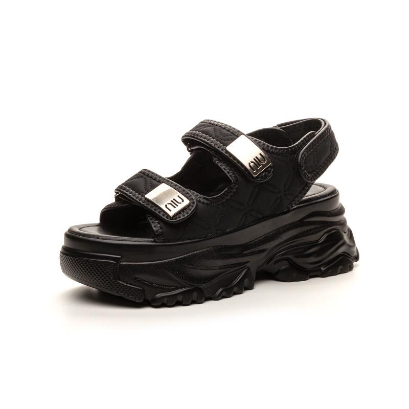 Platform-soled Summer Sandals Women's 2025 New Velcro One-font Trend Sandals Open-toed Korean Version of Beach Shoes