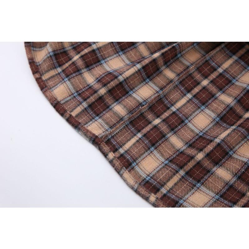 Summer Retro Plaid Shirt Women's Long Design Sense Bottoming Plaid Shirt Loose AK1071