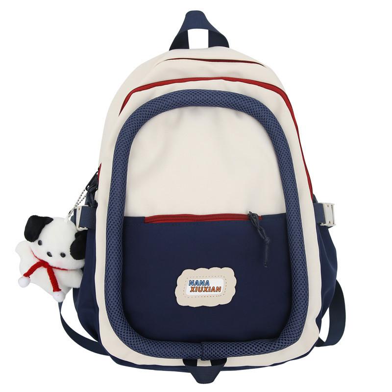 

Junior high school student high school student fashion Japanese school bag backpack women s simple large capacity travel backpack women s leisure single package синий