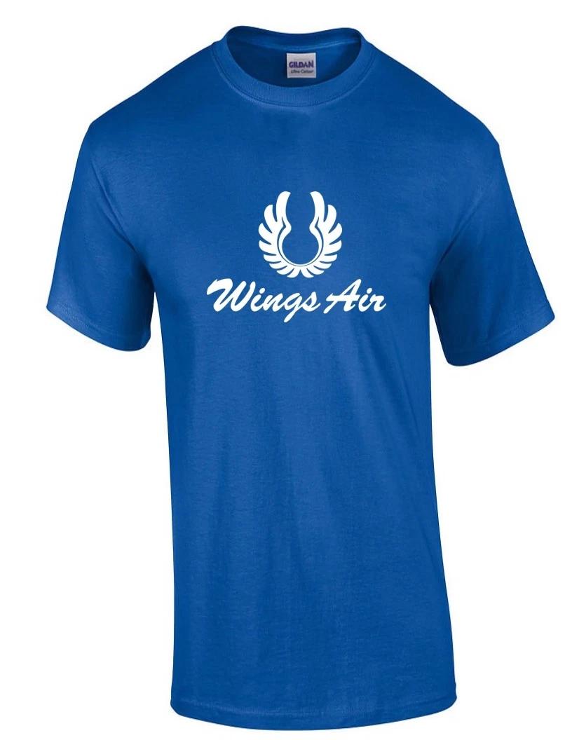 Wings Air White Retro Logo Indonesian Airline Royal Blue Cotton T-Shirt XL