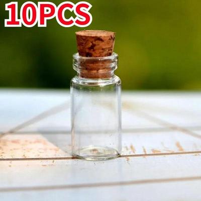 10 Pezzi Mini Bottiglie di Vetro Vuote con Tappo di Sughero Ciondolo Fiale Desiderio Artigianato Vasetti di Vetro Conservazione Tè Caffè Zucchero