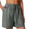 Women's Summer Fashion Loose Cotton Linen Solid Color Casual Shorts