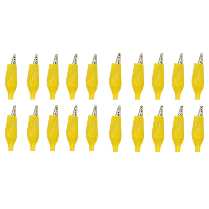 20 Pcs Crocodile Type Clip 28MM Black Red Blue Black Yellow Soft Plastic Coated Testing Probe Mini Alligator Test Clips