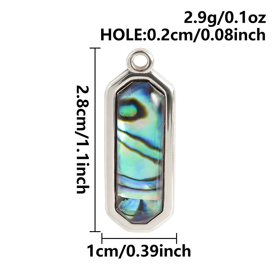 3pcs Geometric Charm Real Abalone Shell Stainless Steel Pendants For Jewelry Making Supplies Rectangle Round Pendant DIY Finding