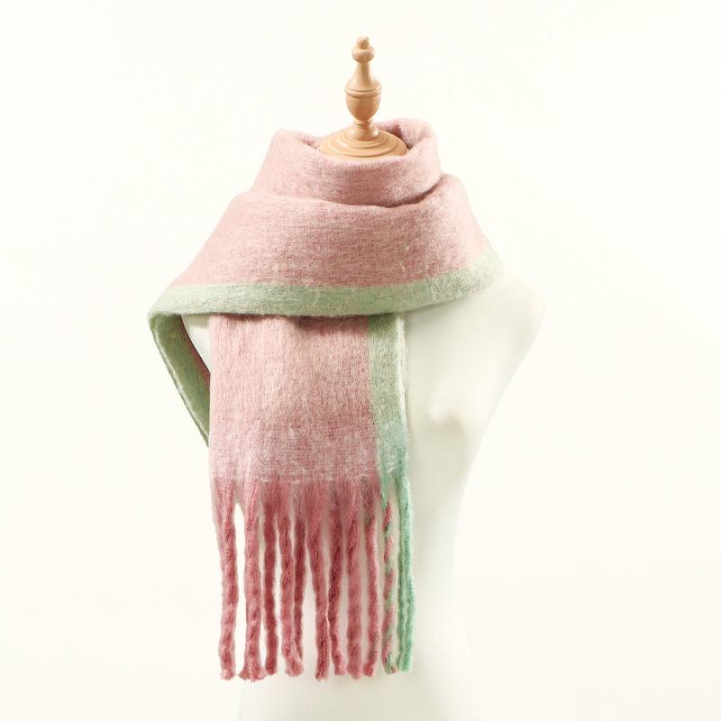 Gradual Change Splicing Women Autumn and Winter Thickened Warm New Imitation Cashmere Fringed Scarf Versatile Fashion Cold Scarf