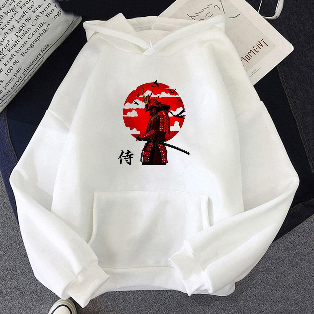 Japan Samurai Armor Katana Graphic Hoodies Cartoon Print Aesthetic Sweatshirt for Autumn/Winter Anime Clothing Moletom Hoody