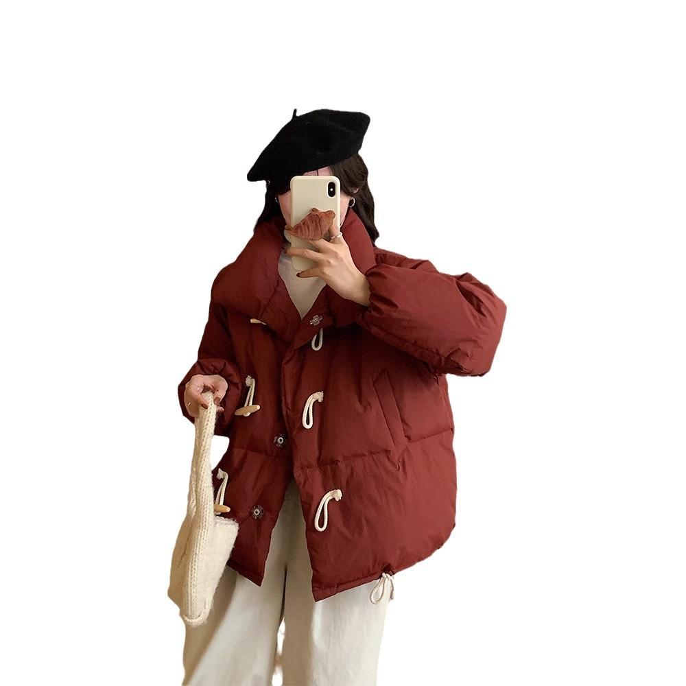 2024 new corner buckle down jacket women's Korean version loose white duck down winter small short student coat