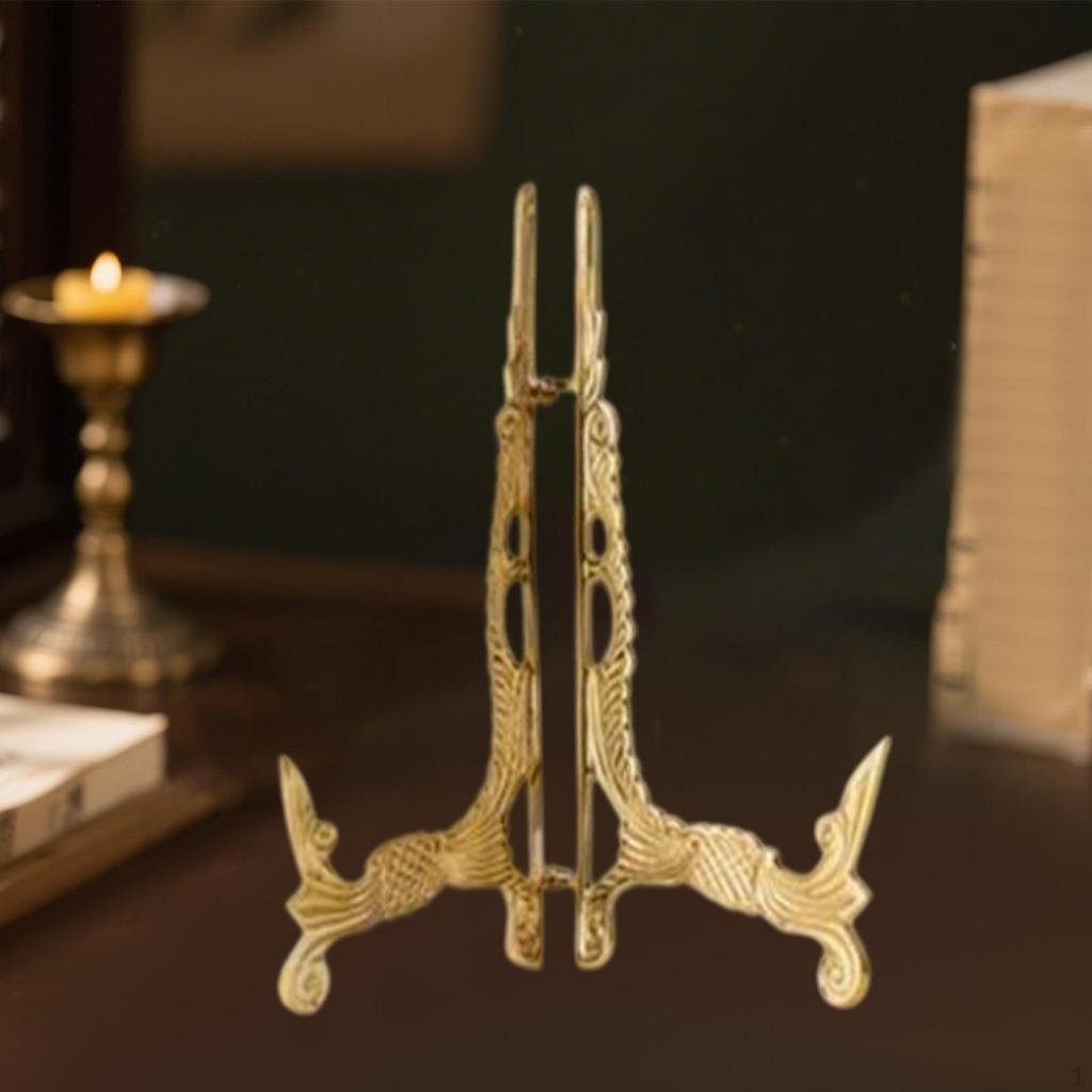 Plate Stand Display Brass Easel Artwork Storage Tabletop Art Holder Photo Picture Frame for
