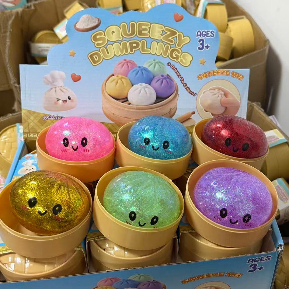 Glitter Dumpling Glitter Dumpling Squishy with Box Dumplings Sensory Squeeze Toy Blind Box for Stress Relief