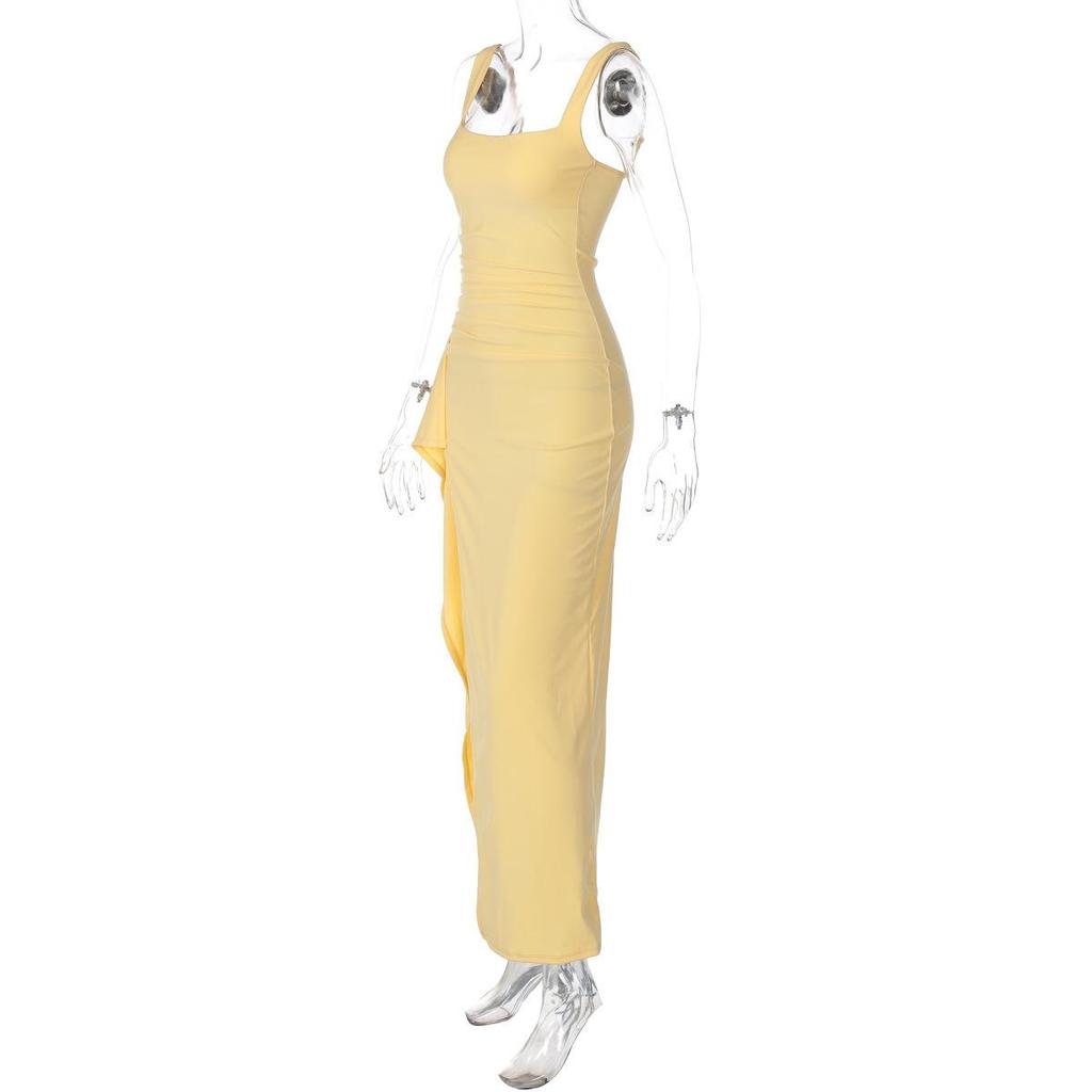 2025 Summer Fashion Women's European & American Style Backless High Slit Evening Dress