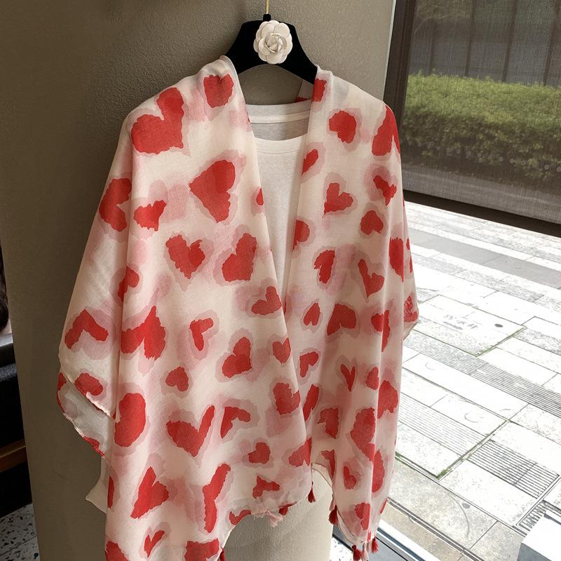 Old Qian Feng Cashew Nut Silk Scarf Women'S Spring, Autumn Winter Collocation Baotou Neck Protector Hanging Beard Ethnic Style Scarf Cardigan Shawl