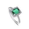925 Sterling Silber Quadratische Inlay Kristallringe für Damen Charme Schmuck Party Geschenk