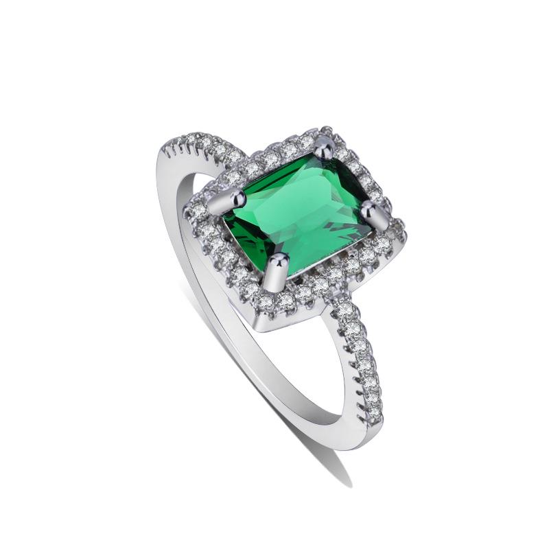 925 Sterling Silber Quadratische Inlay Kristallringe für Damen Charme Schmuck Party Geschenk