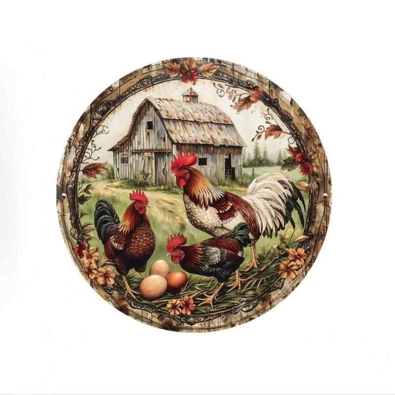 Hexenbesen Halloween Schild, Runde Aluminium Wandplakette 20x20cm