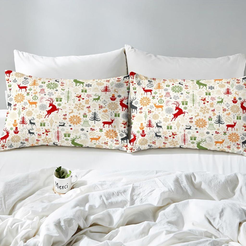 Christmas Element Pattern Mattress Four-Piece Bedding Set Bedroom Dormitory Bedding Decoration