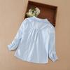 Girls Ruffle Collar Shirt 5-12 Years Long Sleeve Bow Tie Kids School Uniform Blouse Polyester Children Daily Tops