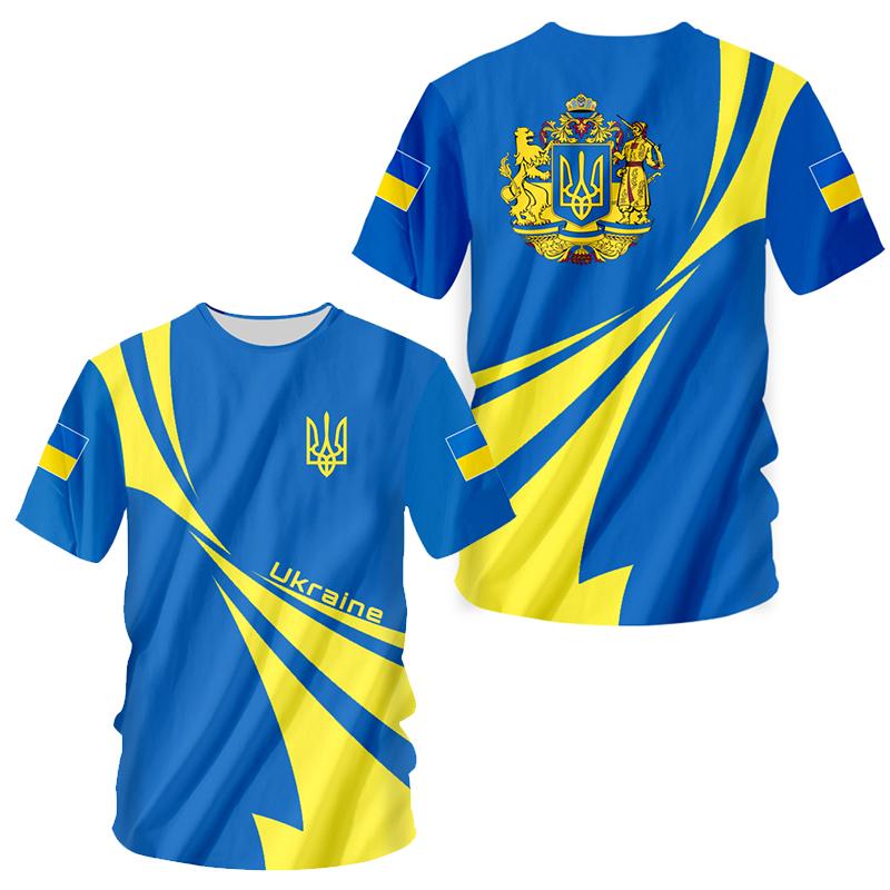 Ukraine Flag National Emblem Tshirts 3D Print T-Shirt Summer T Shirt Fashion Kids Casual Boy Girl Unisex Round Neck Tees TShirt