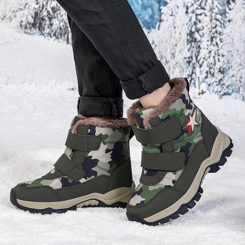 New Winter Children's Snow Boots Plush Boys and Girls' Casual Sports Shoes Outdoor Non slip Warm Kid's Ankle Boots Hiking Shoes