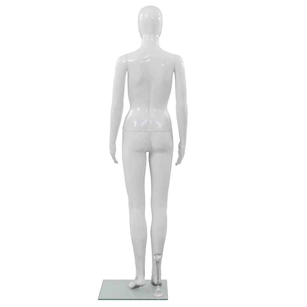 Vidaxl Manekin Damski Ze Szklaną Podstawą, Biały, Błyszczący, 175 Cm
