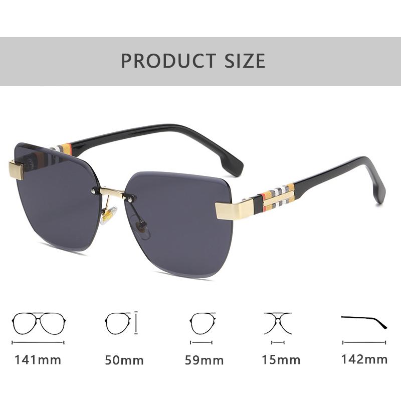 Luxury Fashion Brand Designer Sunglasses Women Cat Eye Vintage Trendy Shades Outdoor Casual Party Rimless New
