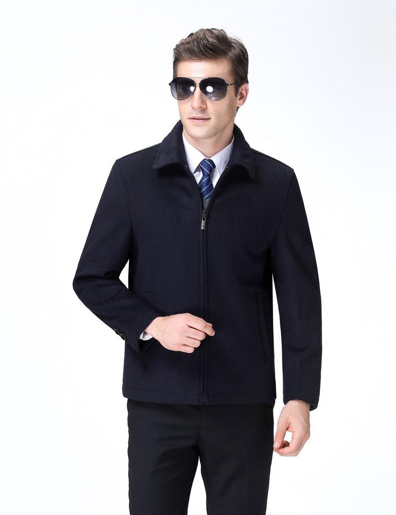 New Autumn and Winter Woolen Jackets for Middle-aged and Elderly Men, Casual Lapel Plus Velvet Jackets, Daddy Woolen Coats