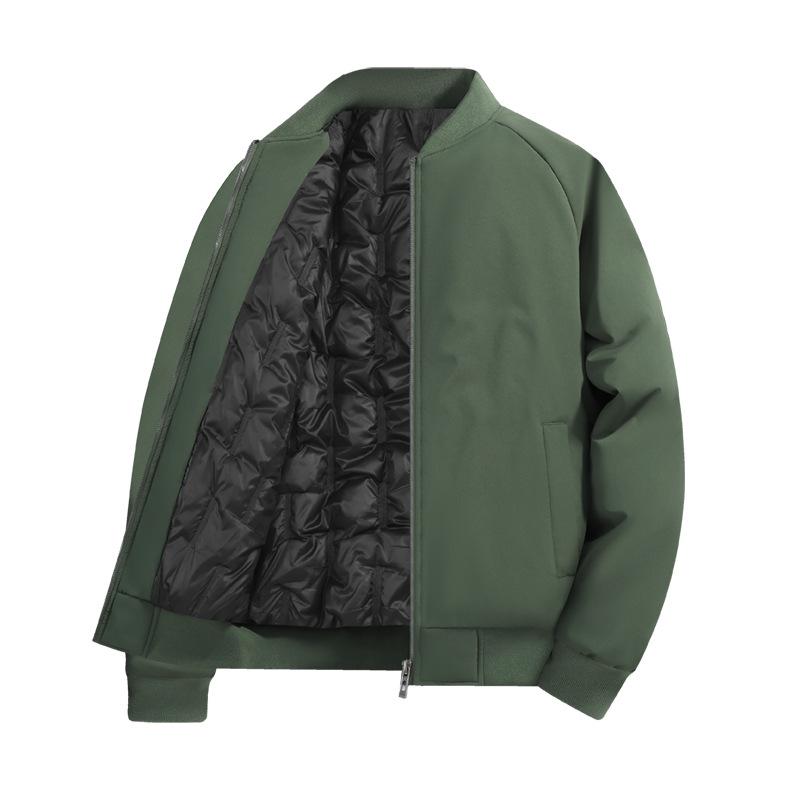 Men's Cotton Stand Collar Winter Jacket - Casual Loose Fit, Solid Color, Zip-up, Padded, Thick Plus Size Outerwear.