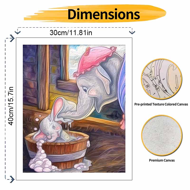 Disney oil painting Dumbo bath handmade diy art painting home decoration artwork